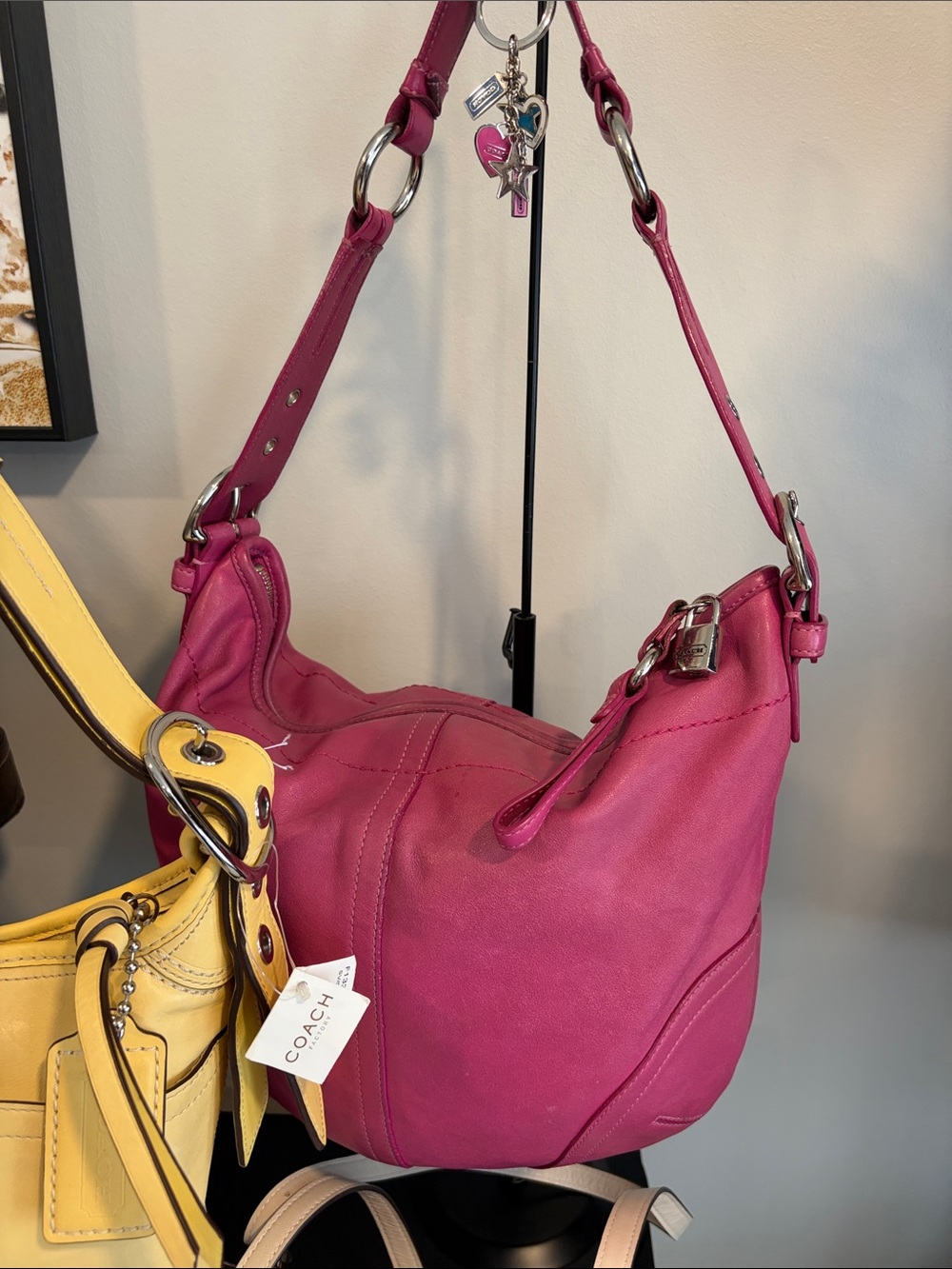 Y2K 2004 Coach Small Hobo Shoulder Bag in Bright Pink
